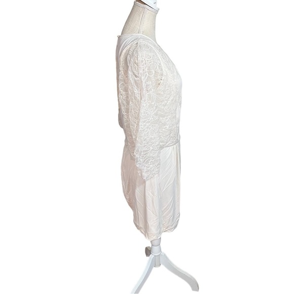 Max Azria Women Cream Lace Wing Mini Dress Gown Sz XS Elastic Stretch Waist NWT - Picture 5 of 15